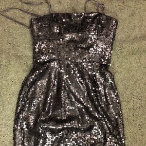 BCBGMaxAzria strapless sequin dress in purple